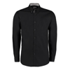 Contrast Premium Oxford Shirt (Button-Down Collar) Long Sleeve in black-silvergrey