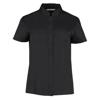 Women'S Mandarin Collar Fitted Shirt Short Sleeve in black