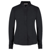 Women'S Mandarin Collar Fitted Shirt Long Sleeve in black