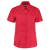 Women'S Workplace Oxford Blouse Short Sleeved in red-ft+1