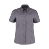 Women'S Corporate Oxford Blouse Short Sleeved in charcoal