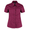 Women'S Corporate Pocket Oxford Blouse Short Sleeved in burgundy