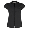 Women'S Continental Blouse Mandarin Collar Cap Sleeve in black