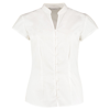 Women'S Continental Blouse Mandarin Collar Cap Sleeve in white