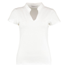 Women'S Corporate Short Sleeve Top V-Neck Mandarin Collar in white