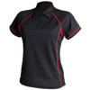 Women'S Piped Performance Polo in black-red