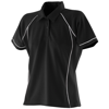 Women'S Piped Performance Polo in black-white