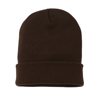 Knitted Turn-Up Beanie in chocolate