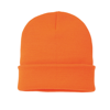 Knitted Turn-Up Beanie in neon-orange