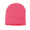 Knitted Turn-Up Beanie in neon-pink