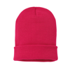 Knitted Turn-Up Beanie in shocking-pink