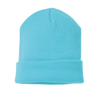 Knitted Turn-Up Beanie in turquoise