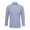 Microcheck (Gingham) Long Sleeve Cotton Shirt in navy-white
