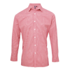 Microcheck (Gingham) Long Sleeve Cotton Shirt in red-white