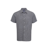 Microcheck (Gingham) Cotton Short Sleeve Shirt in black-white