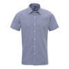 Microcheck (Gingham) Cotton Short Sleeve Shirt in navy-white