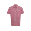 Microcheck (Gingham) Cotton Short Sleeve Shirt in red-white