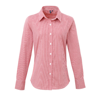 Women'S Microcheck (Gingham) Long Sleeve Cotton Shirt in red-white