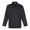 Studded Front Long Sleeve Chef'S Jacket in black