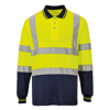 Hi-Vis Two-Tone Long Sleeve Polo Shirt (S279) in yellow-navy