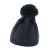 Cable Knit Pom Pom Beanie in black