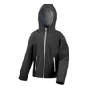 Core Junior Tx Performance Hooded Softshell Jacket in black-grey