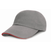 Junior Low Profile Heavy Brushed Cotton Cap With Sandwich Peak in grey-red