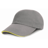 Junior Low Profile Heavy Brushed Cotton Cap With Sandwich Peak in grey-yellow