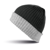 Double-Layer Knitted Hat in black-grey