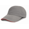 Low-Profile Heavy Brushed Cotton Cap With Sandwich Peak in grey-red