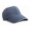 Washed Fine Line Cotton Cap With Sandwich Peak in navy-putty