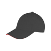 Memphis Brushed Cotton Low-Profile Sandwich Peak Cap in black-red