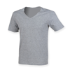 Wide V-Neck T-Shirt in heather-grey