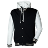 Unisex Baseball Jacket With Detachable Hood in black-offwhite