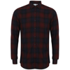 Brushed Check Casual Shirt With Button-Down Collar in burgundy-check