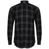 Brushed Check Casual Shirt With Button-Down Collar in navy-check