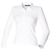 Women'S Long Sleeve Stretch Polo in white