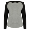 Women'S Long Sleeve Baseball T-Shirt in heathergrey-black