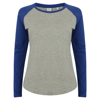 Women'S Long Sleeve Baseball T-Shirt in heathergrey-royal