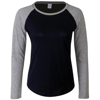 Women'S Long Sleeve Baseball T-Shirt in oxfordnavy-heathergrey