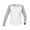 Women'S Long Sleeve Baseball T-Shirt in white-heathergrey