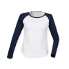 Women'S Long Sleeve Baseball T-Shirt in white-oxfordnavy