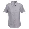 Lady-Fit Oxford Short Sleeve Shirt in oxford-grey