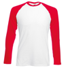 Long Sleeve Baseball Tee in white-red