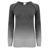 Women'S Seamless Fade Out Long Sleeve Top in darkgrey-lightgreymarl