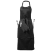 Bear BBQ apron with utensils and glove in black-solid