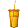Cyclone 450 ml insulated tumbler with straw in transparent-orange