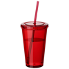 Cyclone 450 ml insulated tumbler with straw in transparent-red