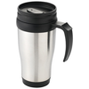 Sanibel 400 ml insulated mug in silver-and-black-solid