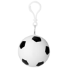 Xina rain poncho in storage football with keychain in white-solid-and-black-solid